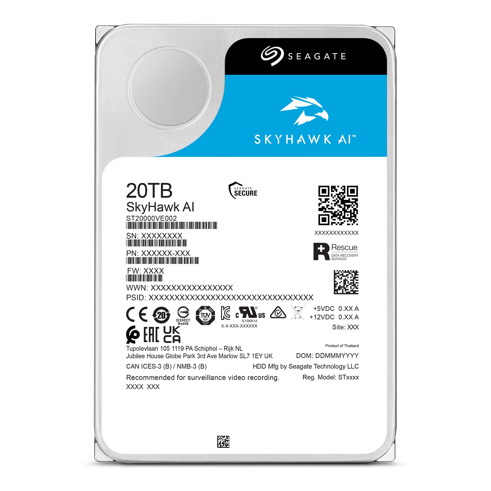 Foto 3 pulgar | Disco Duro Interno Seagate Skyhawk Ai 20tb Sata 3.5'' - Venta Internacional.