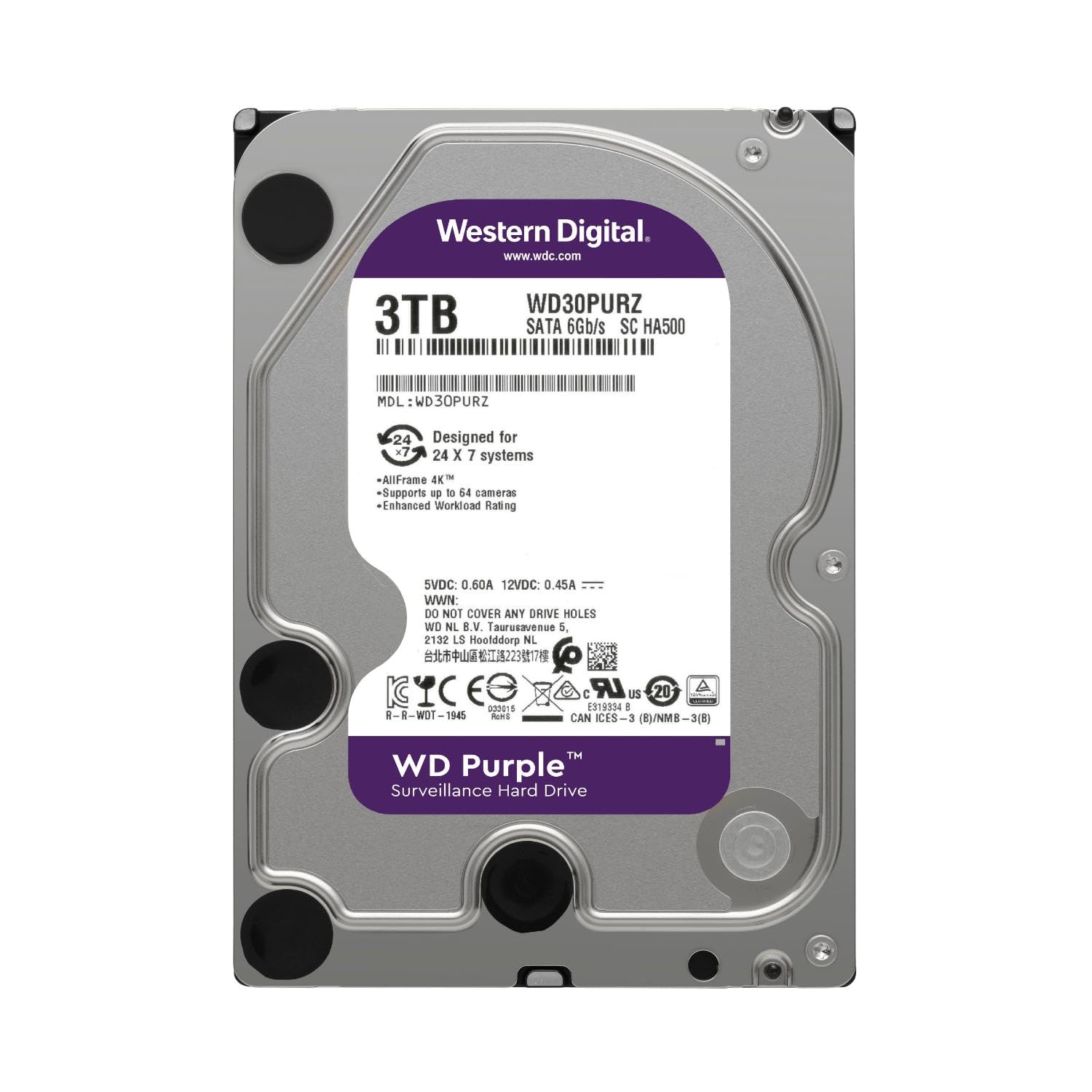 Foto 4 pulgar | Disco Duro Western Digital Wd Purple 3 Tb Sata 6 Gb/s 3.5'' - Venta Internacional.