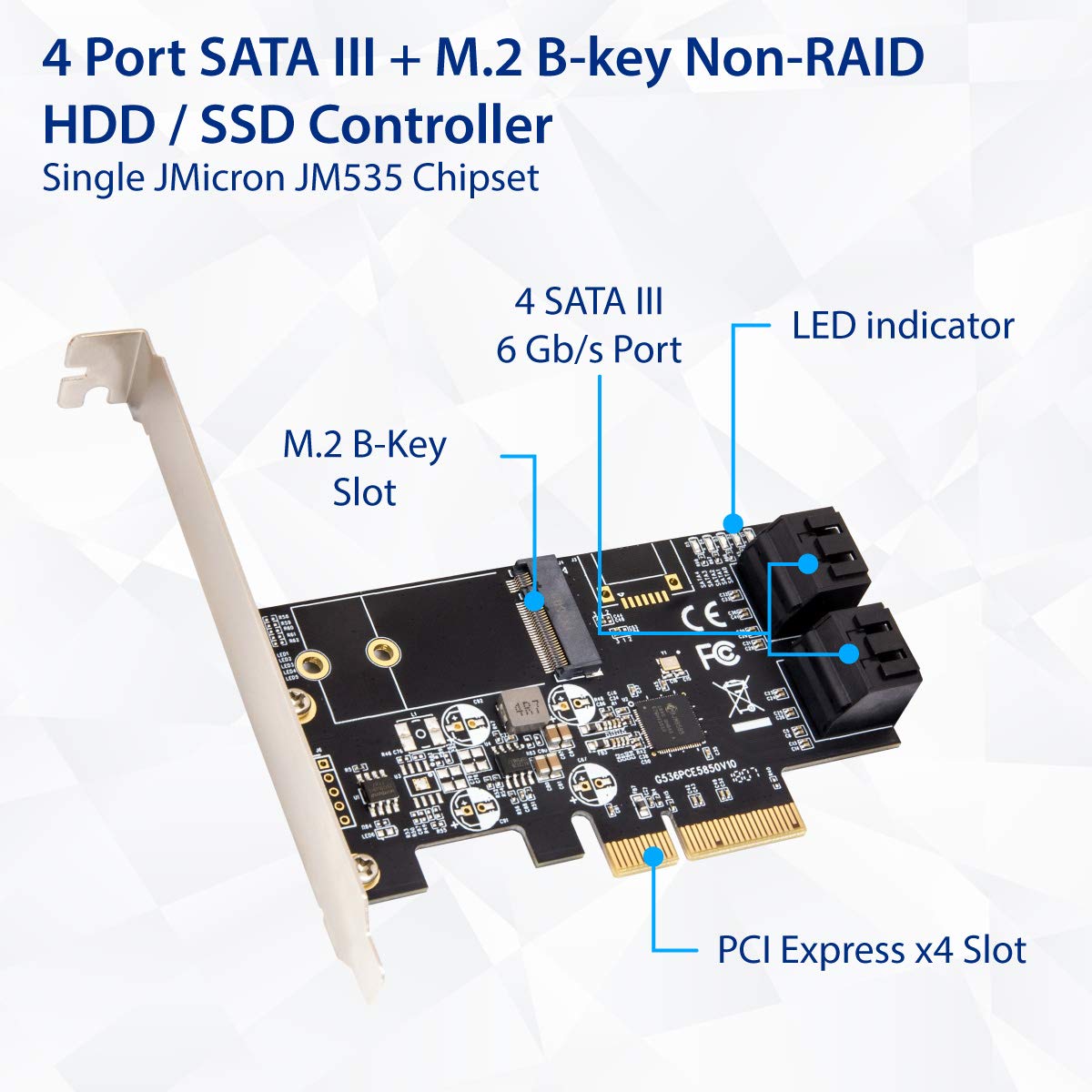 Foto 2 | Tarjeta Controladora Io Crest Si-pex40138 4 Puertos Sata Iii 6gb/s - Venta Internacional.