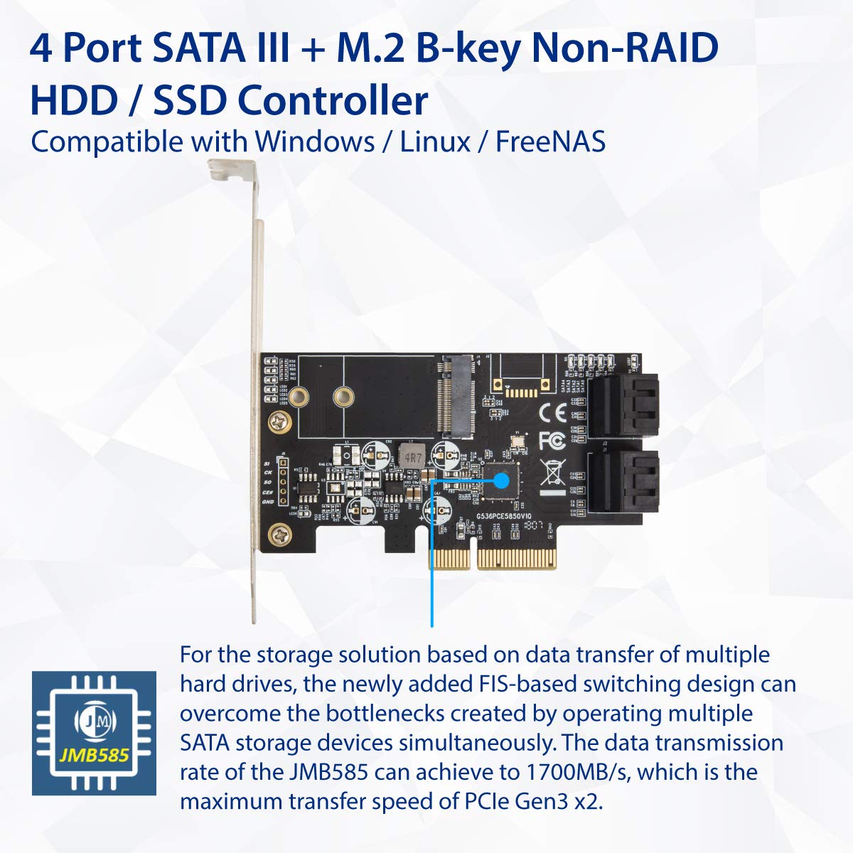 Foto 5 pulgar | Tarjeta Controladora Io Crest Si-pex40138 4 Puertos Sata Iii 6gb/s - Venta Internacional.