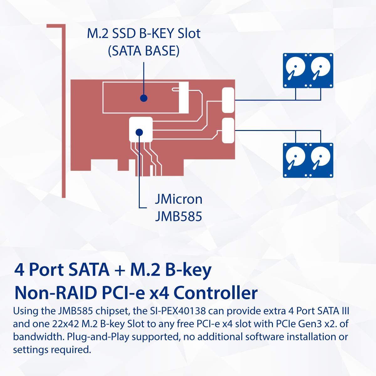 Foto 5 | Tarjeta Controladora Io Crest Si-pex40138 4 Puertos Sata Iii 6gb/s - Venta Internacional.