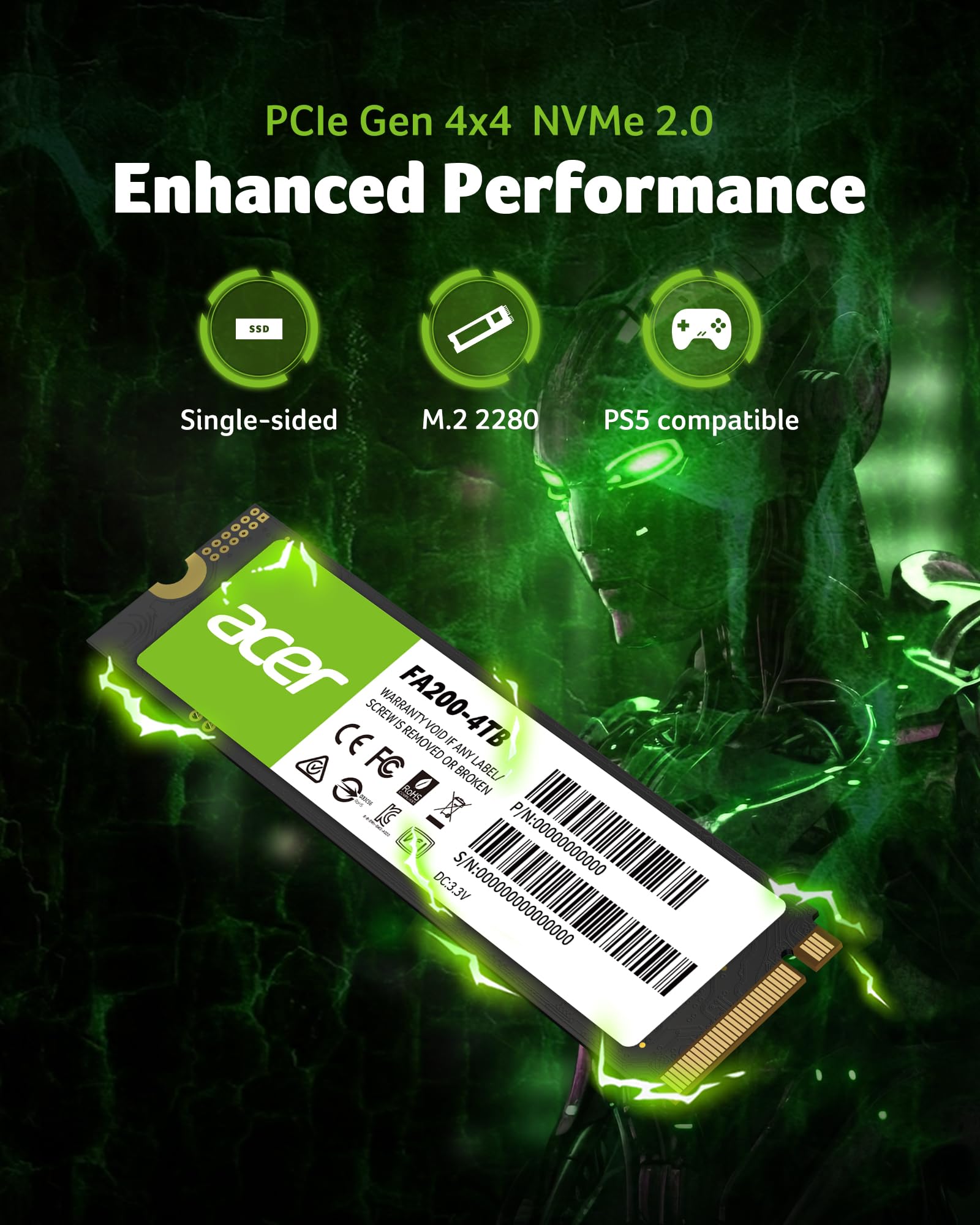 Foto 4 pulgar | Ssd Acer Fa200 Nvme Gen4 De 1 Tb, Pcie 4.0, M.2 2280 Para Ordenador Portátil - Venta Internacional.