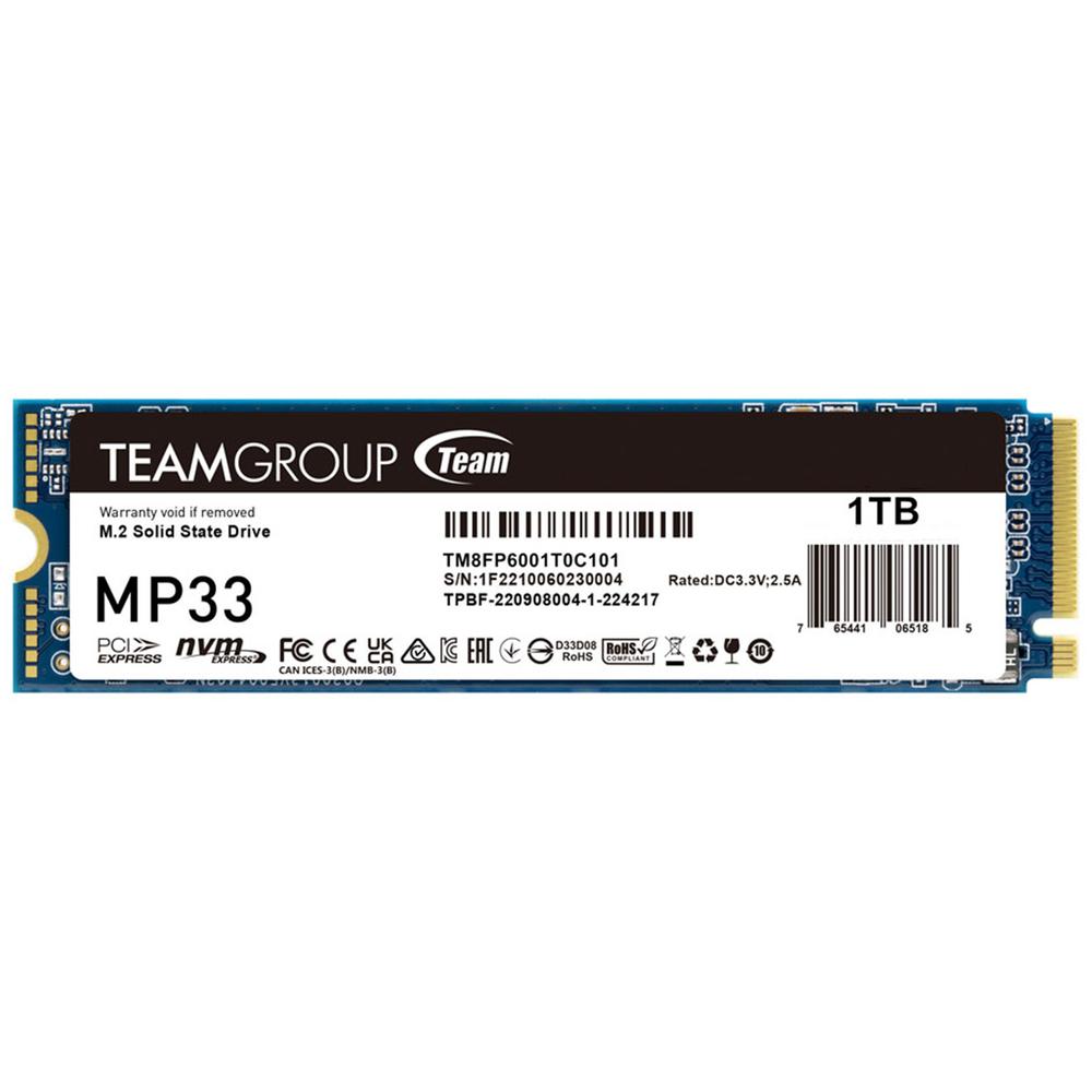 Foto 2 pulgar | Unidad De Estado Solido Ssd M.2 1tb Teamgroup Mp33 Nvme Pcie Gen3x4 1800/1500 Mb/s Tm8fp6001t0c101