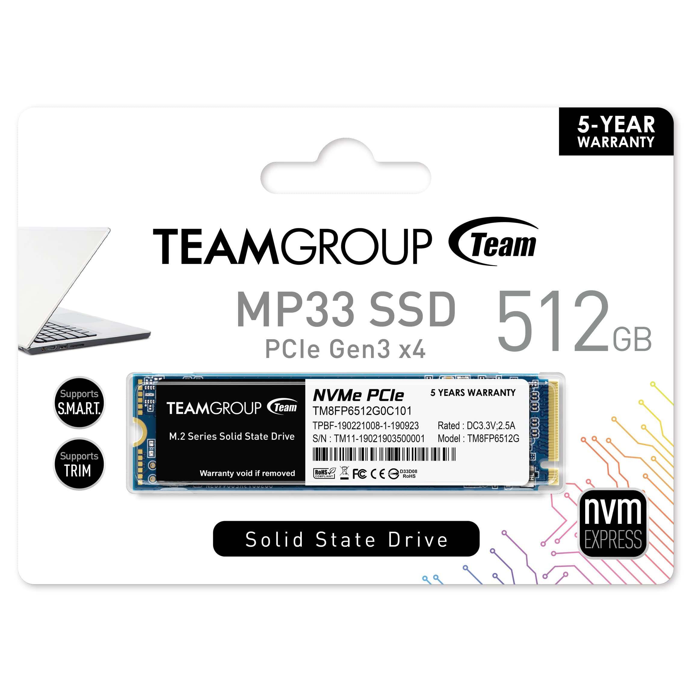 Foto 7 pulgar | Ssd Interno Teamgroup Mp33 512 Gb Nvme Pcie Gen3x4 M.2 2280 - Venta Internacional.