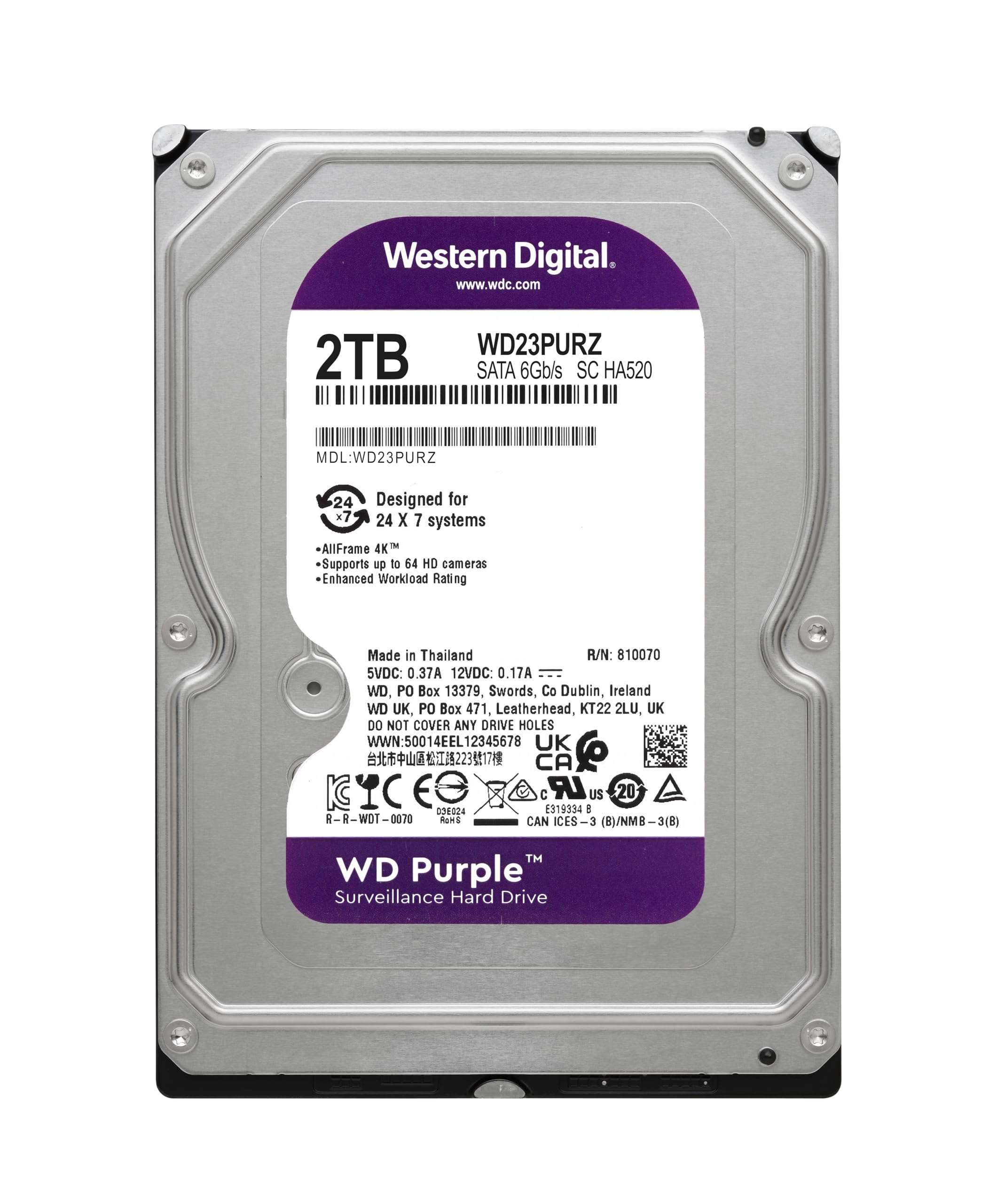 Foto 3 pulgar | Disco Duro Western Digital Wd Purple 2 Tb Sata 6 Gb/s 3.5 - Venta Internacional.