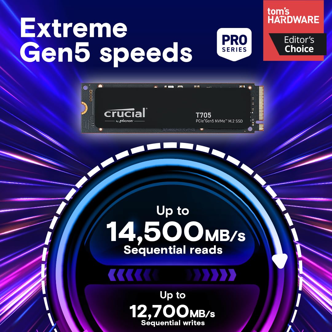 Foto 3 pulgar | Ssd Crucial New 2024 T705 Pcie Gen5 Nvme M.2 De 2 Tb, 14.500 Mb/s - Venta Internacional.