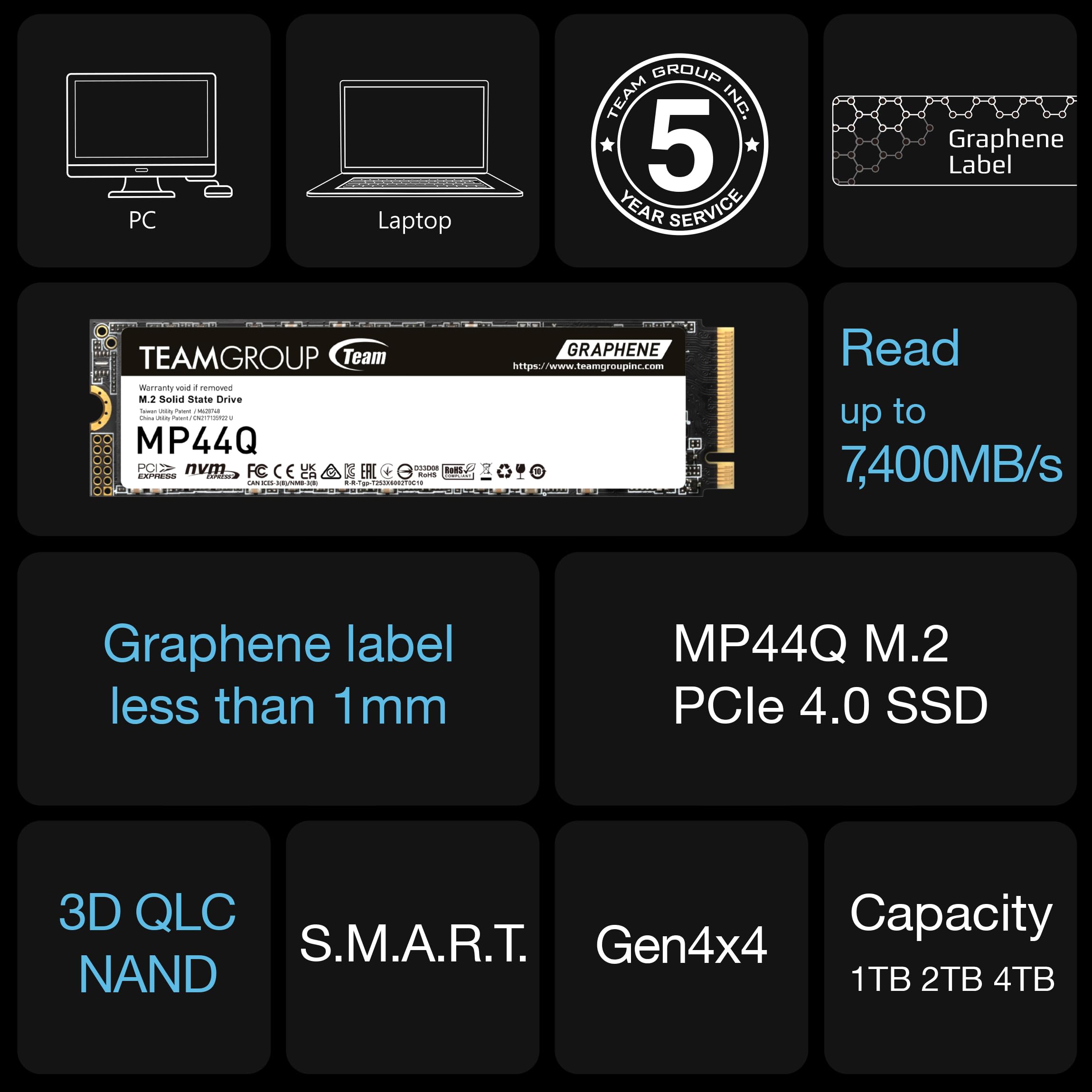 Foto 5 | Ssd Teamgroup Mp44q M.2 2280 Pcie 4.0 De 2 Tb Con Nvme - Venta Internacional.