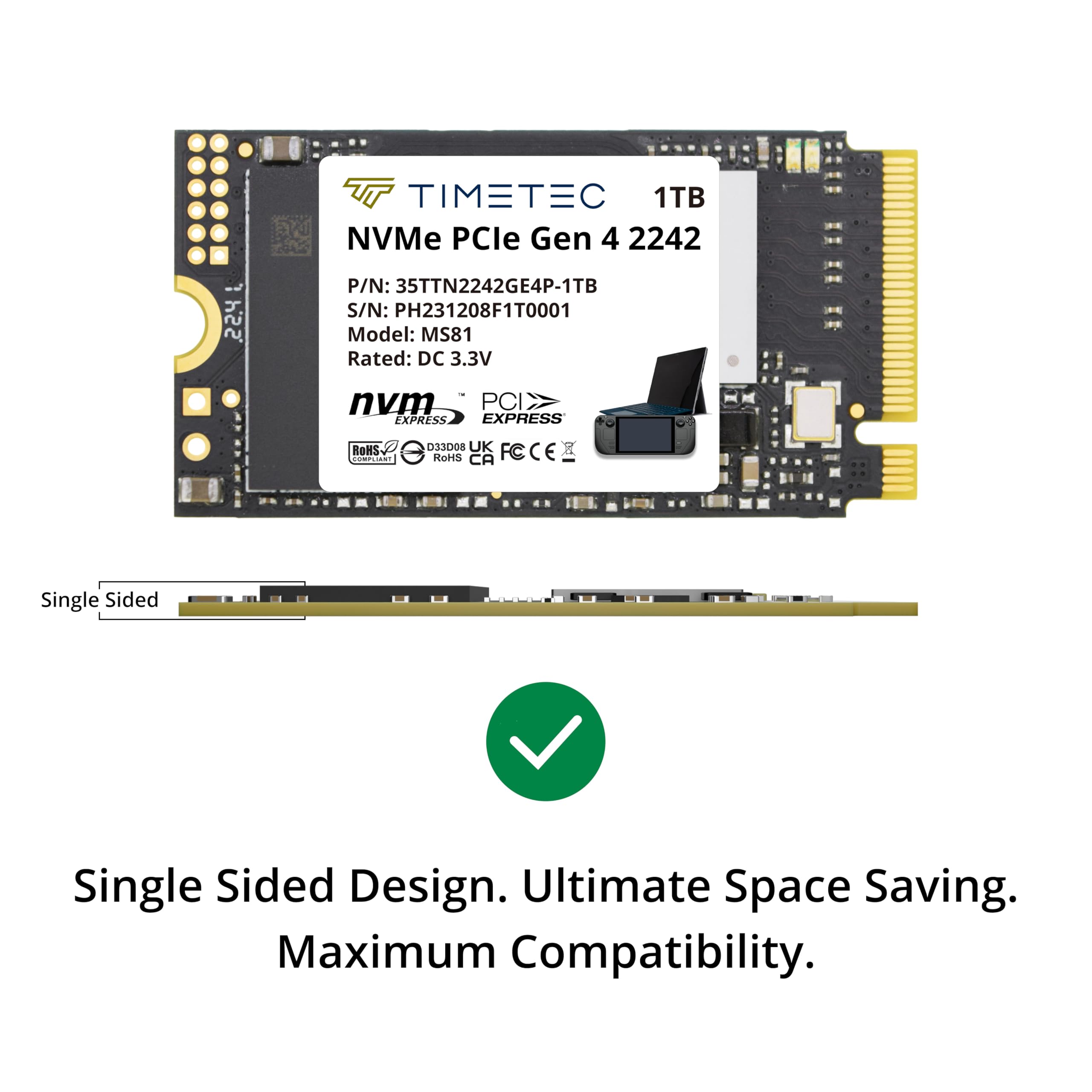 Foto 2 | Ssd Timetec M.2 2242 Nvme Pcie Gen4x4 3d Nand Tlc - Venta Internacional.
