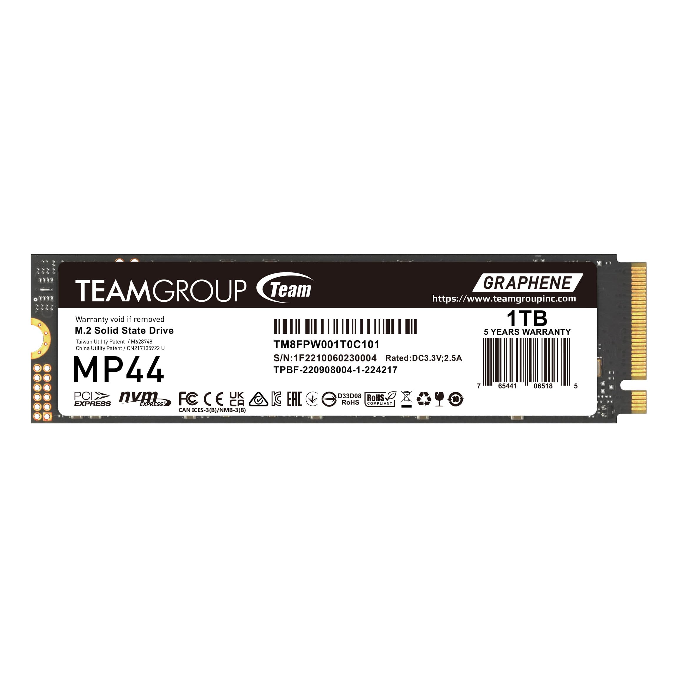 Ssd Teamgroup Mp44 De 1 Tb De Caché Slc Gen4x4 M.2 2280 Pcie 4.0 - Venta Internacional.