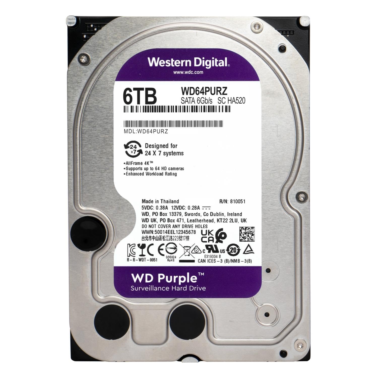 Foto 2 | Disco Duro Western Digital Wd Purple 6 Tb Sata 6 Gb/s 3.5'' - Venta Internacional.