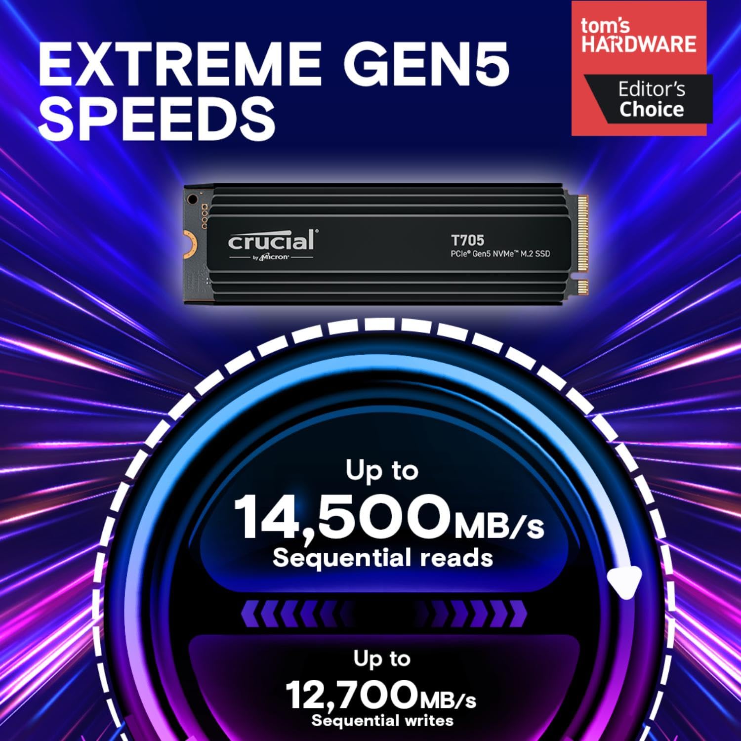 Foto 3 pulgar | Ssd Crucial New 2024 T705 Pcie Gen5 Nvme M.2 De 2 Tb Con Disipador Térmico - Venta Internacional.