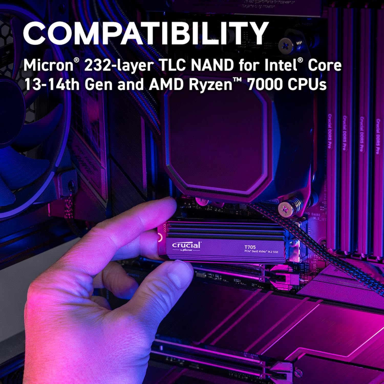 Foto 6 pulgar | Ssd Crucial New 2024 T705 Pcie Gen5 Nvme M.2 De 2 Tb Con Disipador Térmico - Venta Internacional.