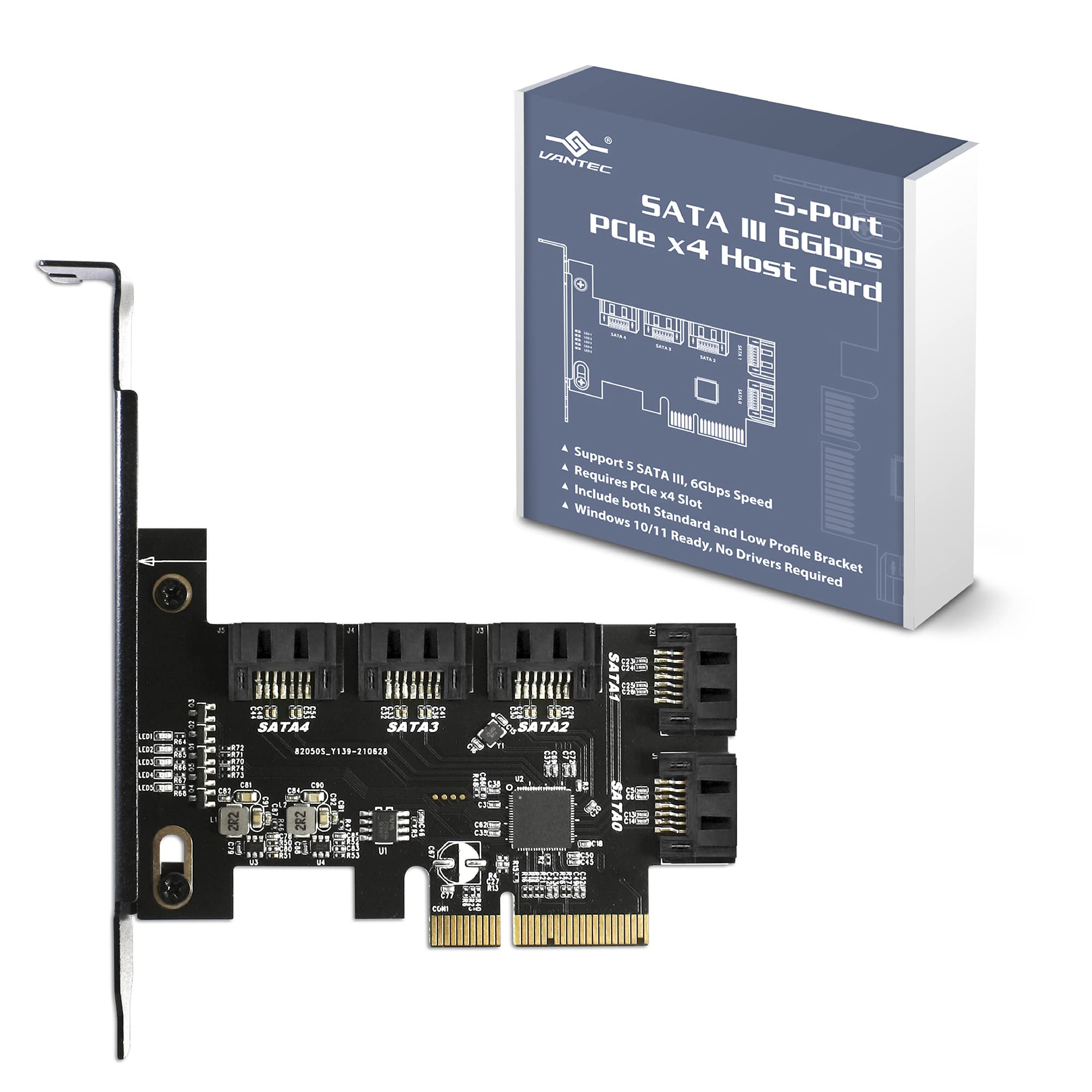 Foto 2 pulgar | Tarjeta Host Pcie X4 Sata Iii De 6 Gbps Vantec Ugt-st655 De 5 Puertos - Venta Internacional.