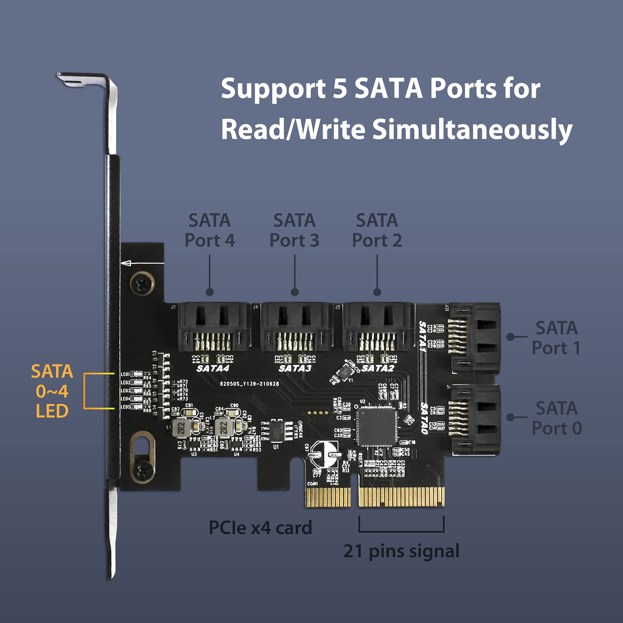 Foto 3 pulgar | Tarjeta Host Pcie X4 Sata Iii De 6 Gbps Vantec Ugt-st655 De 5 Puertos - Venta Internacional.