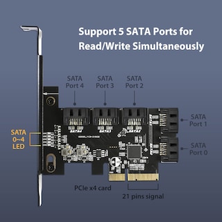 Foto 2 | Tarjeta Host Pcie X4 Sata Iii De 6 Gbps Vantec Ugt-st655 De 5 Puertos - Venta Internacional.