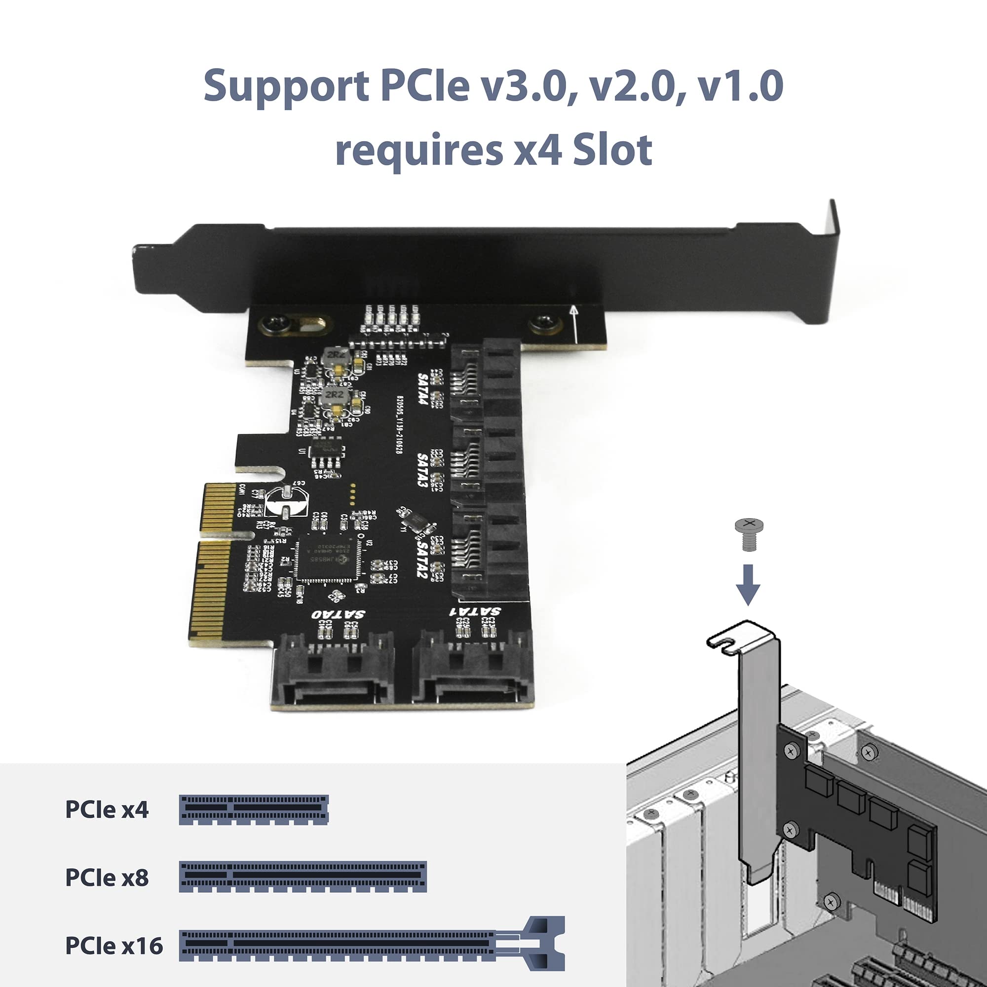 Foto 4 pulgar | Tarjeta Host Pcie X4 Sata Iii De 6 Gbps Vantec Ugt-st655 De 5 Puertos - Venta Internacional.