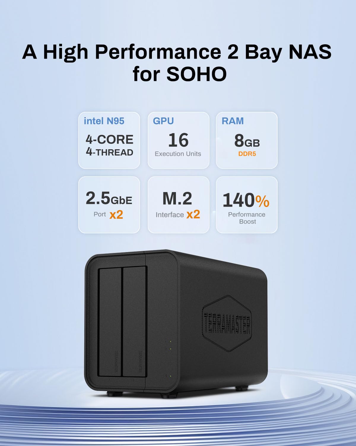 Foto 3 pulgar | Nas Storage Terramaster F2-424 Ddr5 De 2 Bahías N95 De Cuatro Núcleos Y 8 Gb - Venta Internacional.