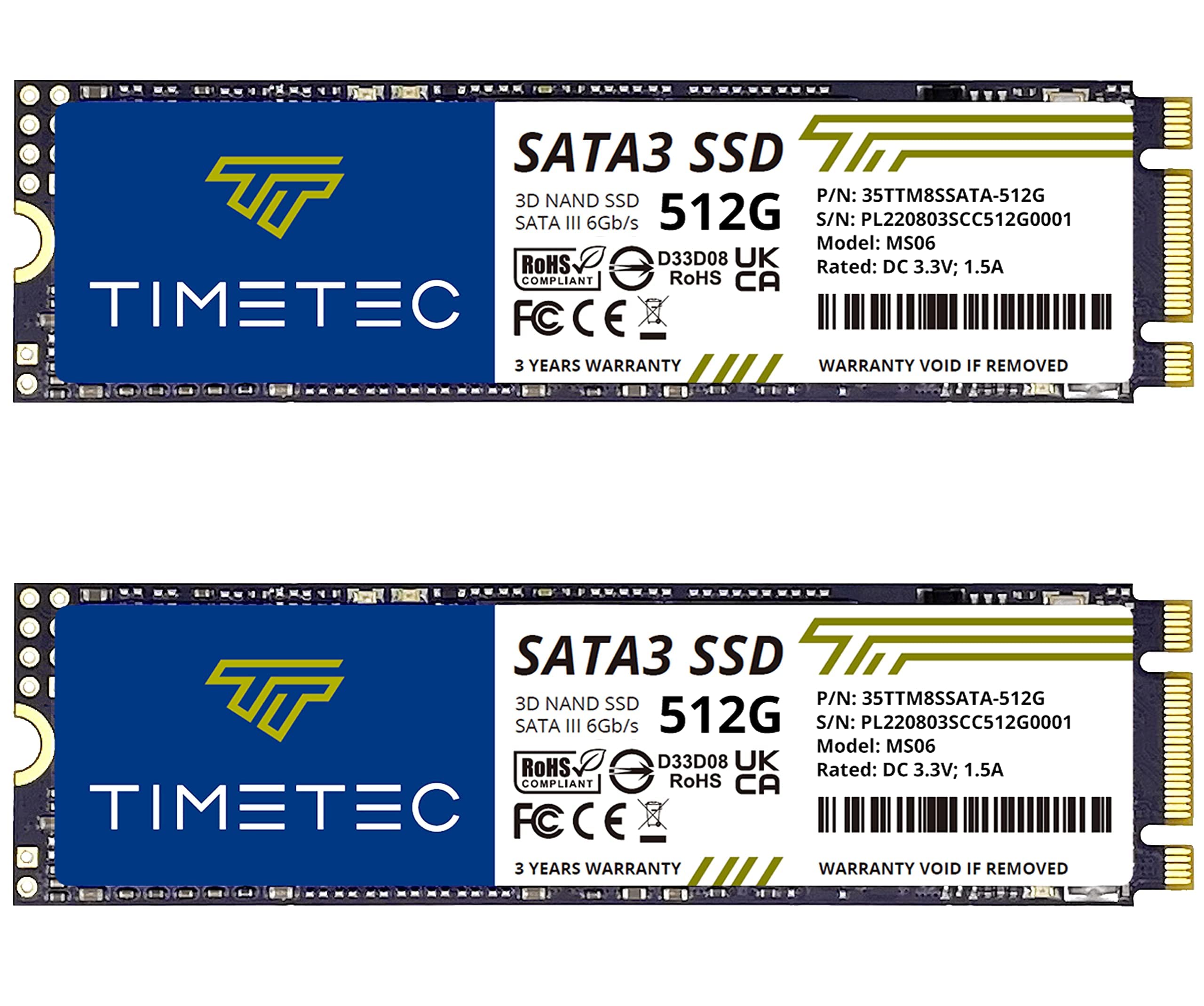 Foto 1 | Ssd Timetec 512 Gbx2 (paquete De 2) 3d Nand Sata Iii 6 Gb/s M.2 2280 - Venta Internacional.