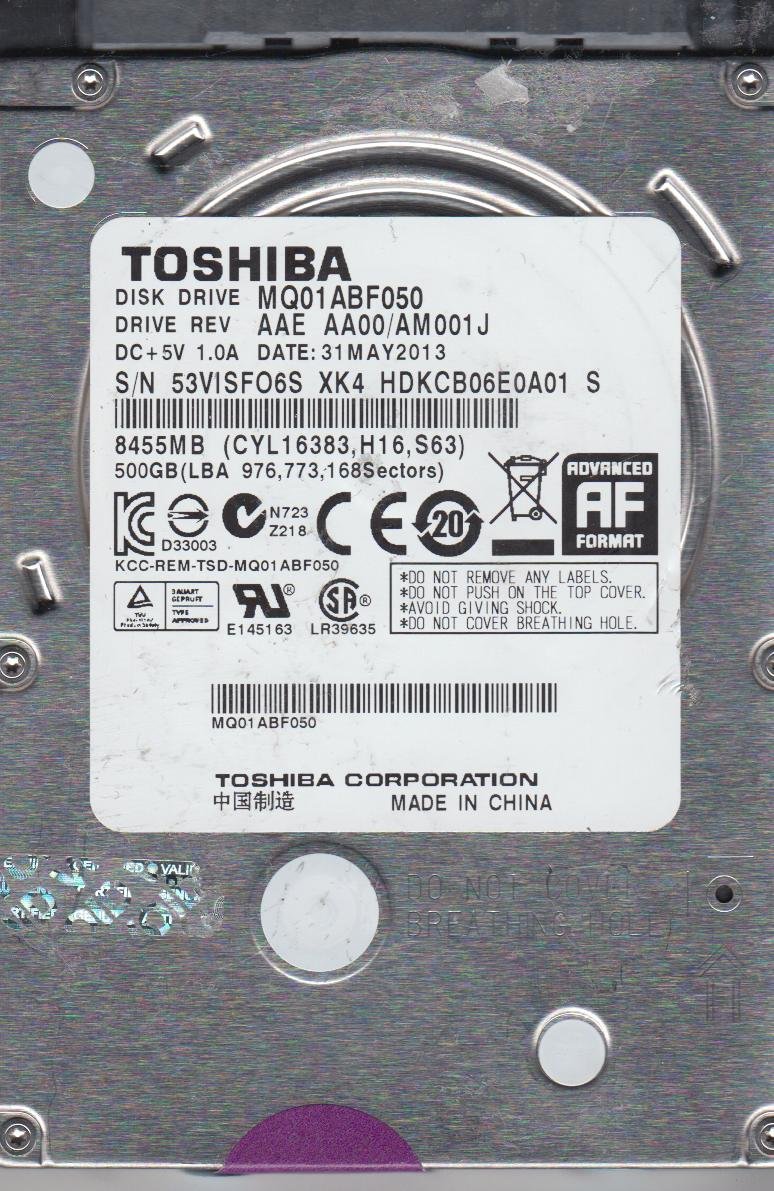 Foto 5 pulgar | Disco Duro Toshiba Mq01abf050 500 Gb 2.5'' Sata 6 Gb/s 5400 Rpm - Venta Internacional.