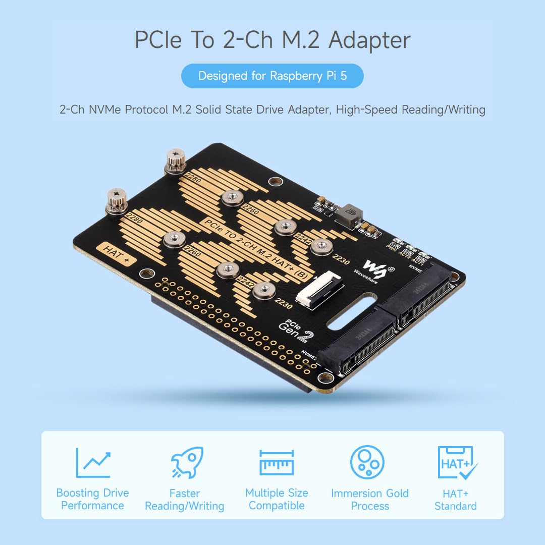Foto 4 pulgar | Pcie A M.2 Hat De 2 Canales Compatible Con Raspberry Pi 5 - Venta Internacional.