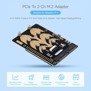 Foto 3 | Pcie A M.2 Hat De 2 Canales Compatible Con Raspberry Pi 5 - Venta Internacional.