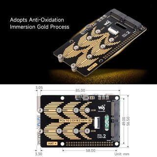 Foto 7 | Pcie A M.2 Hat De 2 Canales Compatible Con Raspberry Pi 5 - Venta Internacional.
