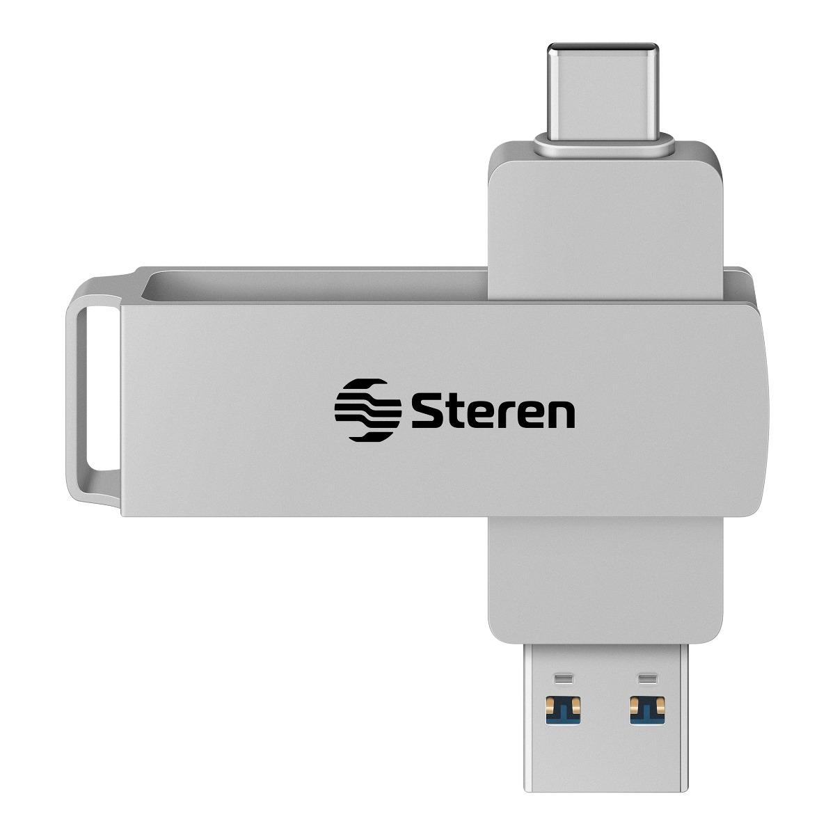 Memoria Usb Dual tipo C y A de 64 gb Steren Mfd-064/dual Plateado