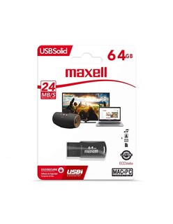 Foto 3 | Memoria Usb Maxell Solid de 64gb Usb 2.0 color Negro