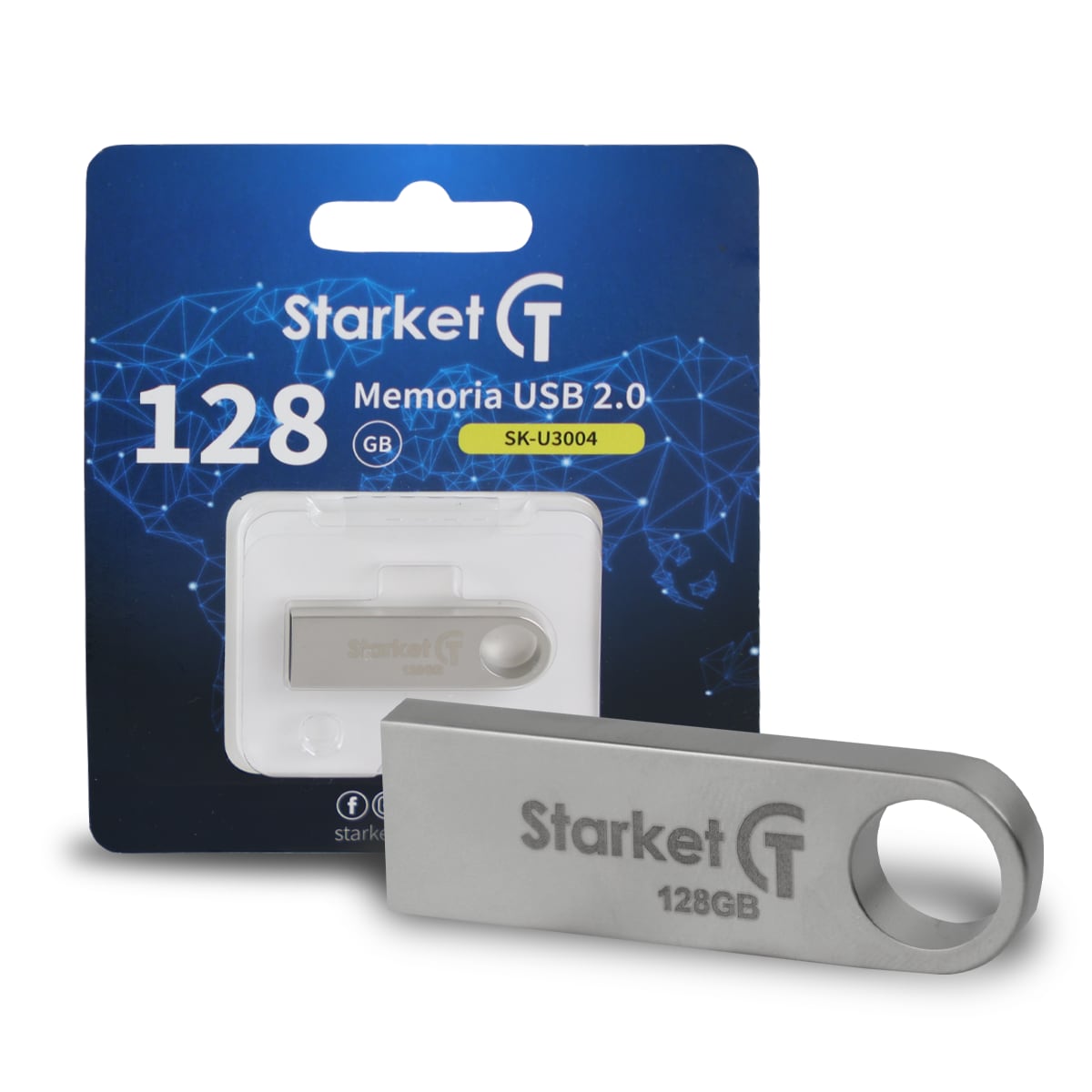 Memoria USB Starket Sk-u3004 128 GB 2.0 Plateado $139