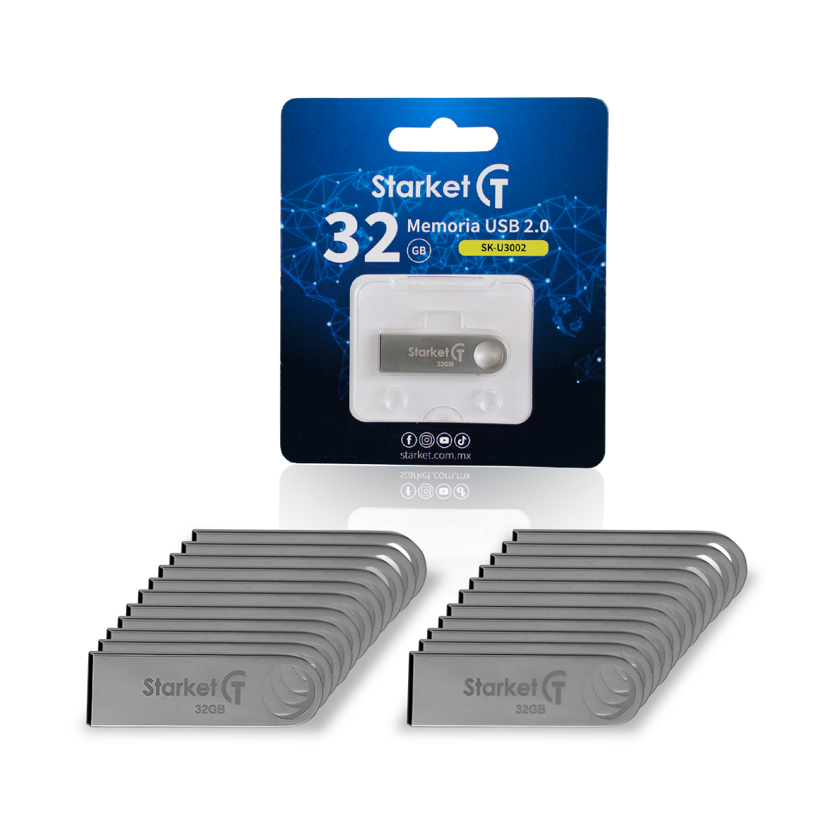 Foto 1 | Kit de 20 Memoria Usb Starket Sk-u3002 32gb 2.0 Plateado