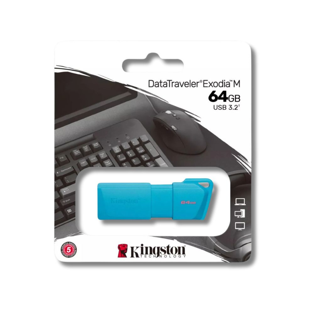 Memoria USB Kingston 64 GB Exodia M Azul Agua