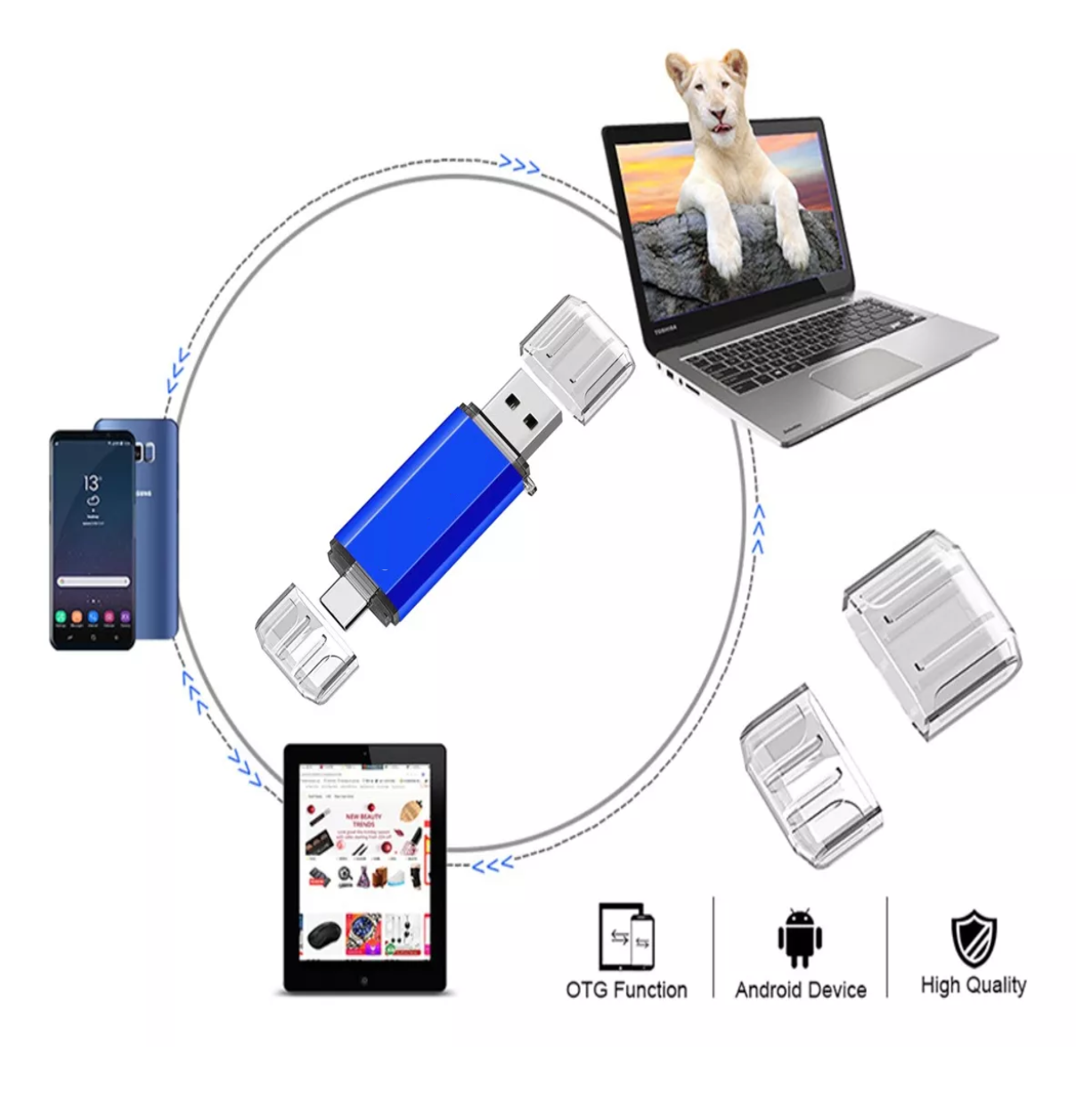 Foto 3 pulgar | Memoria USB Tipo C 64 Gb 2 En 1 para Celular/pc Classic Type-tc Azul