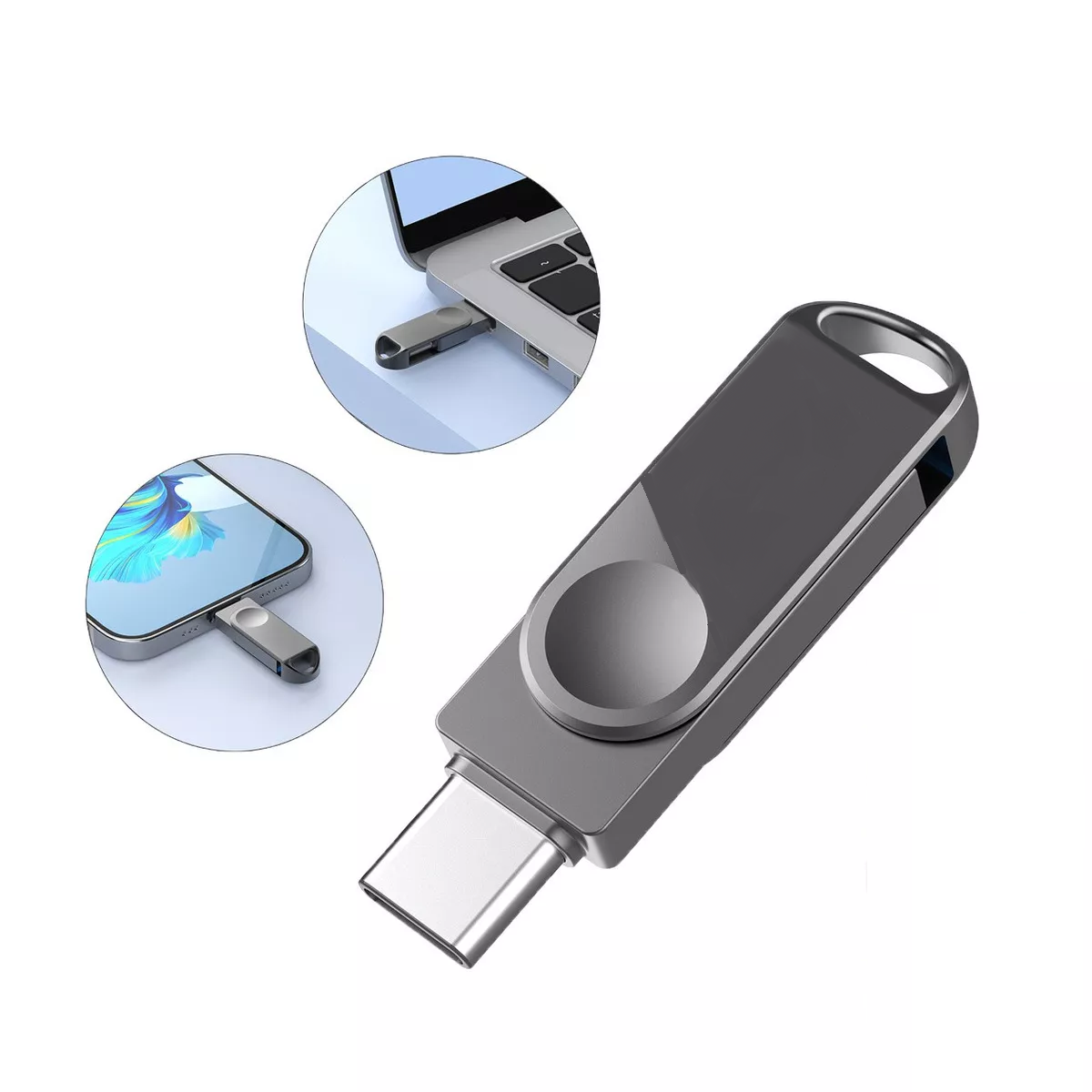 Foto 3 pulgar | Memoria Usb Tipo C Dual 128gb Eo Safe Imports Esi-15352 Gris