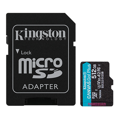Foto 3 pulgar | Memoria Kingston Micro Sdxc Canvas Go Plus 4k 512gb Uhs-i U3 V3 Sdcg3512gb