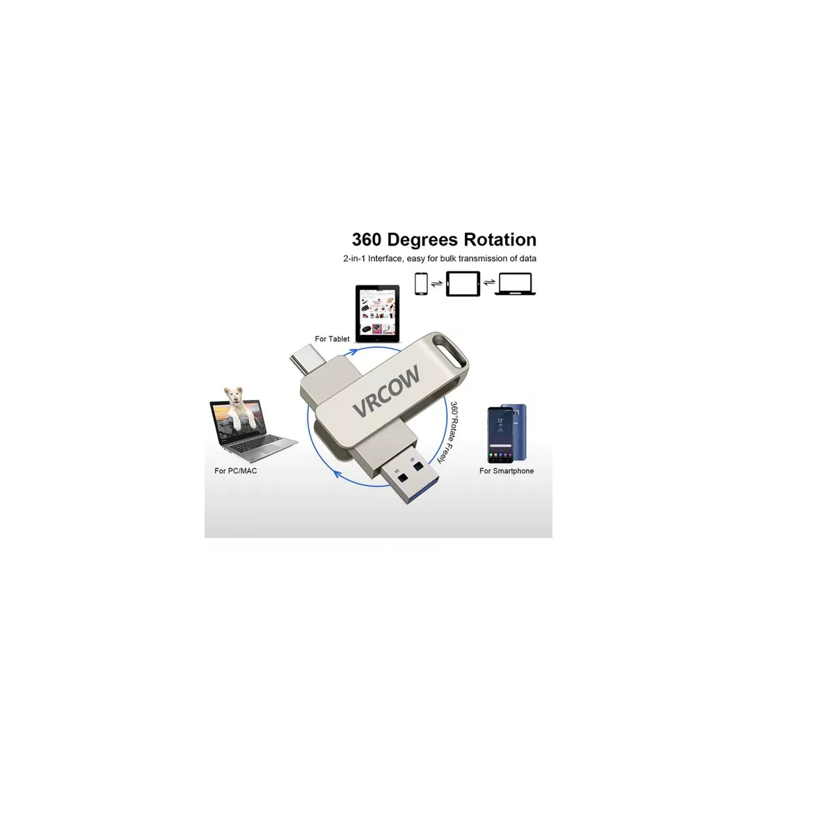 Foto 4 pulgar | Memorias Usb 3.0 Tipo C Y Micro Usb Eo Safe Imports Esi-16522 Plata