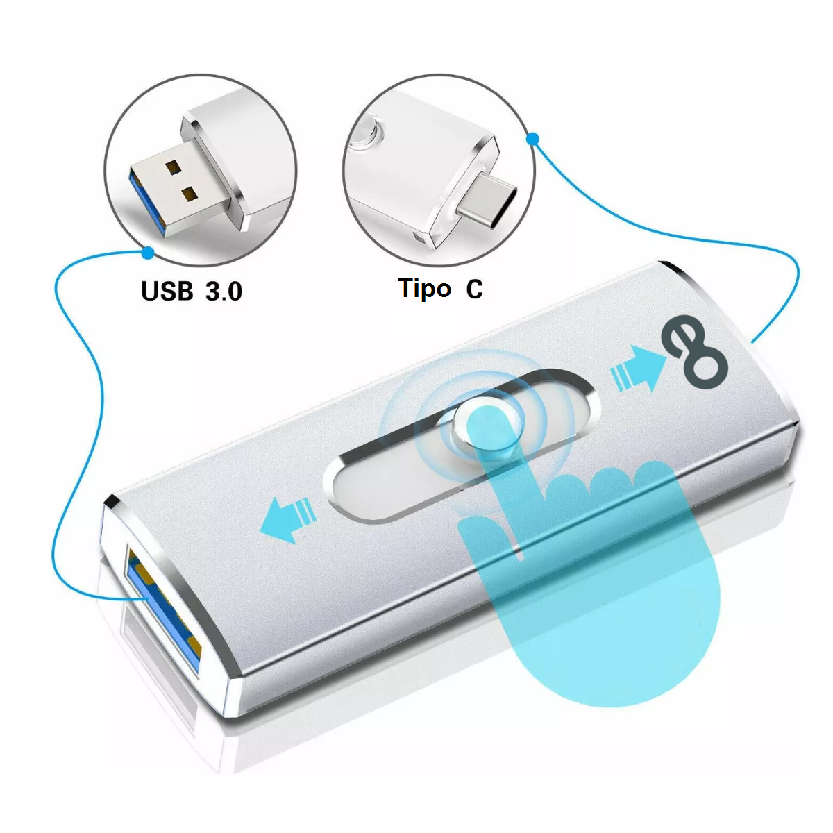 Foto 3 | Memoria Usb 3.0 128gb Eo Safe Imports Esi-10592-1 Plata