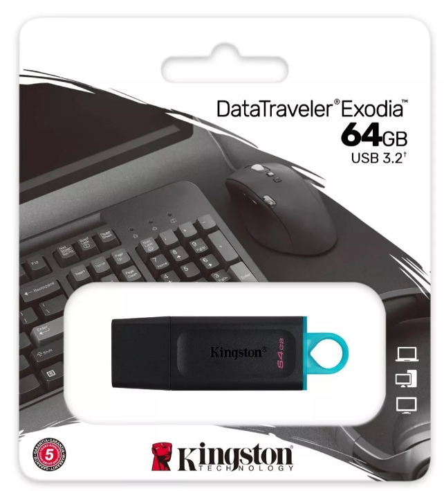 Foto 2 pulgar | Memoria USB Kingston DTX-64 Negra 64 GB 3.2 Gen 1