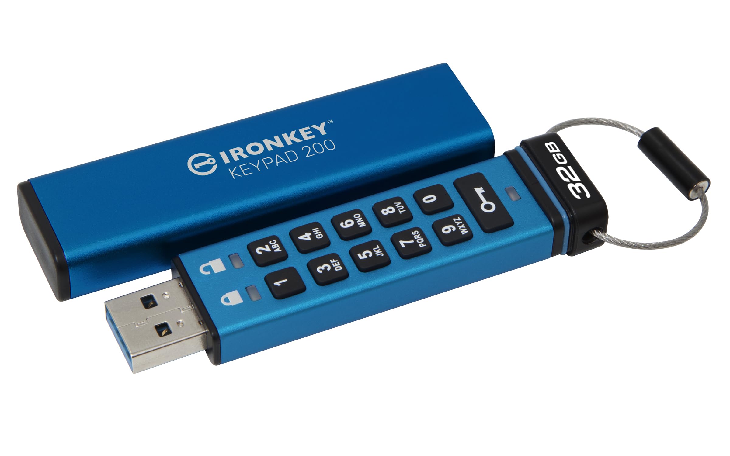Memoria Portátil Kingston con Teclado USB Cifrado Ironkey 200 32 GB Azul - Venta Internacional