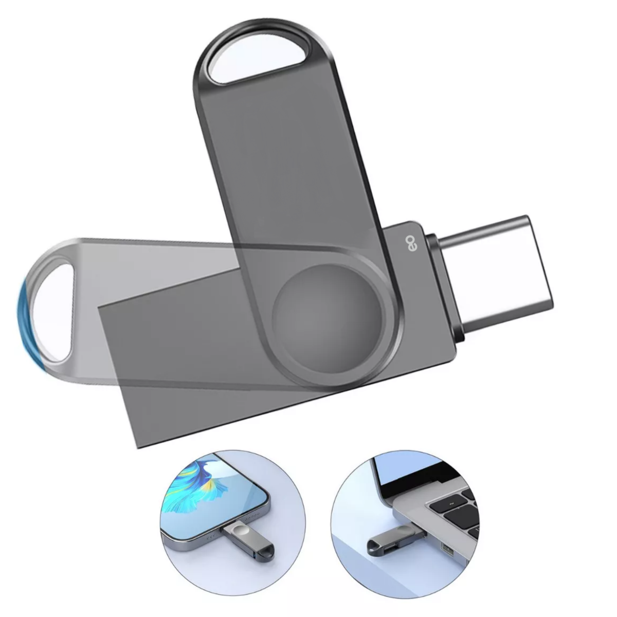 Foto 4 pulgar | Memoria Usb Tipo C Dual 128gb Eo Safe Imports Esi-15352-1 Gris