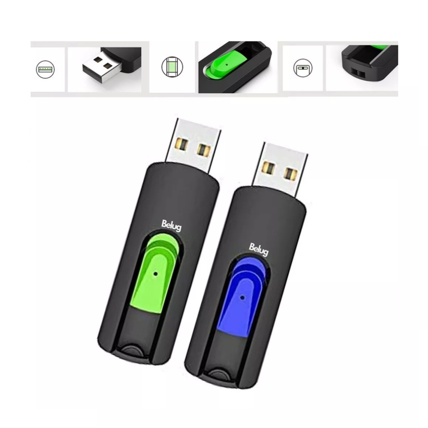 Foto 4 pulgar | Memorias Usb Belug 32gb 2.0 Paquete De 5 Negro Multicolor