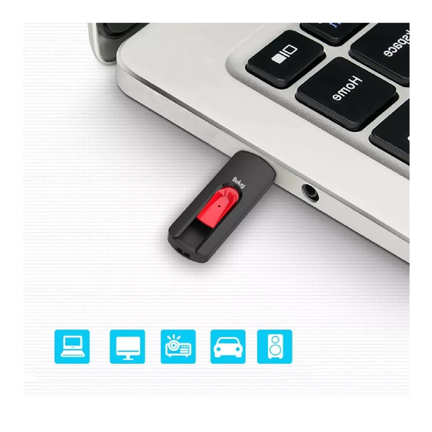 Foto 5 pulgar | Memorias Usb Belug 32gb 2.0 Paquete De 5 Negro Multicolor