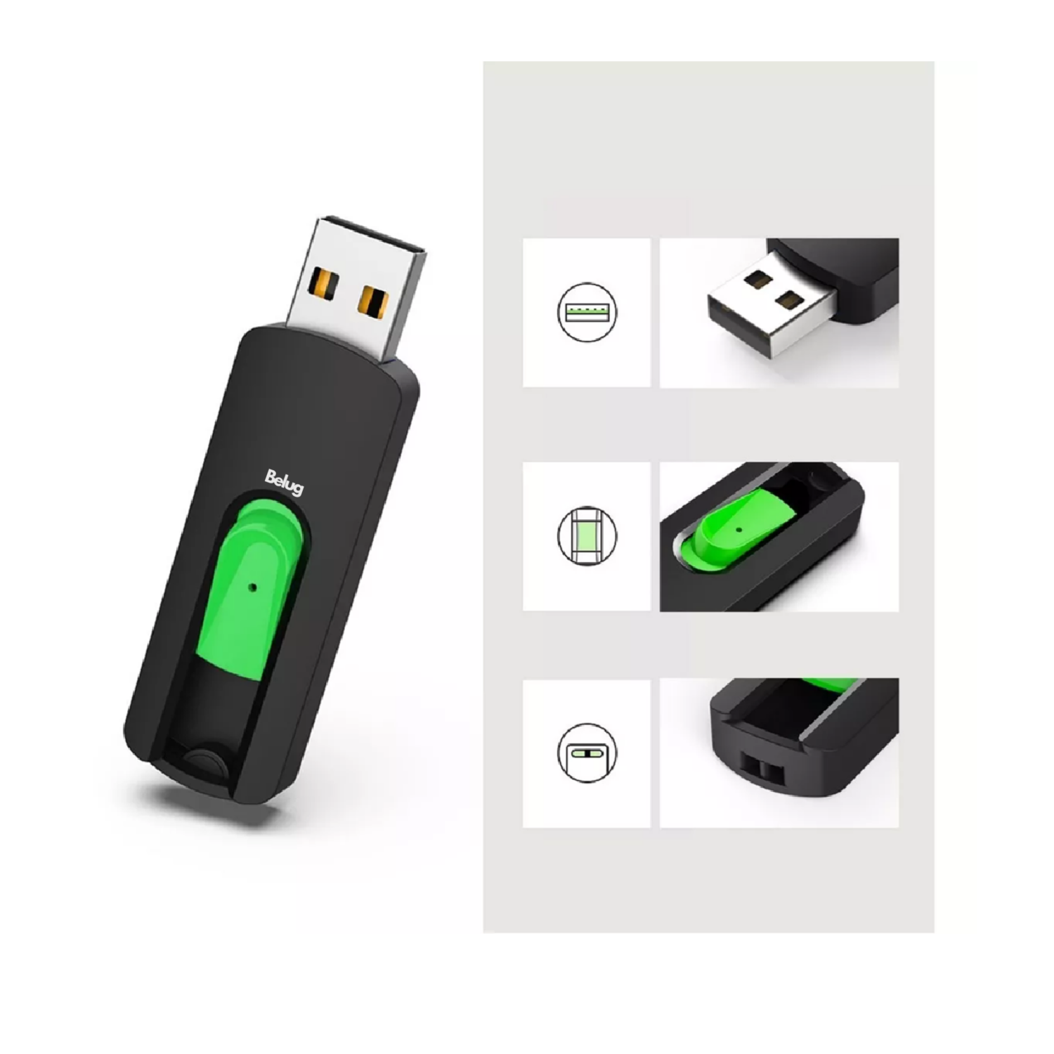Foto 6 pulgar | Memorias Usb Belug 32gb 2.0 Paquete De 5 Negro Multicolor