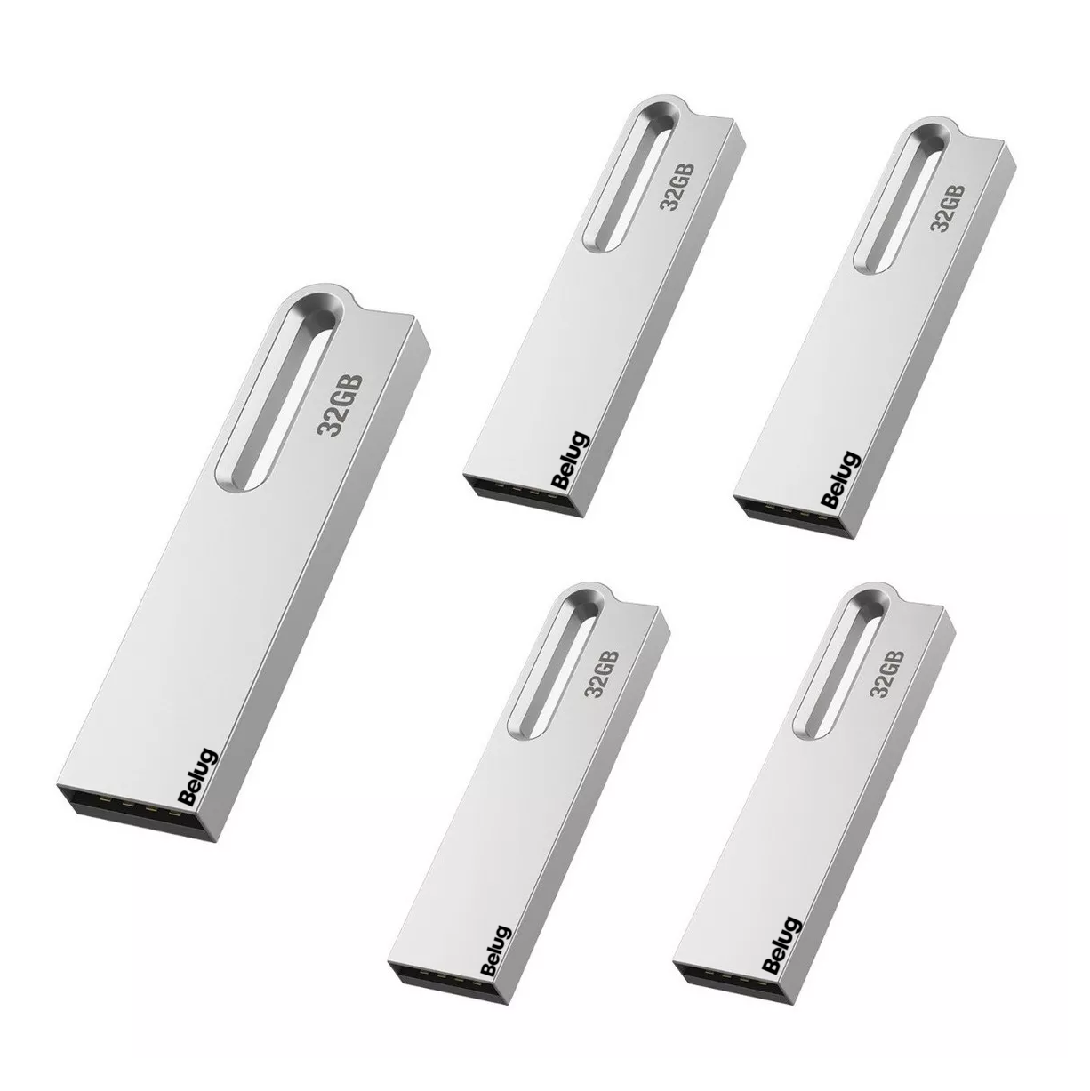 Foto 3 pulgar | Memorias Usb 2.0 De 32gb Plateadas, Belug 5 Piezas Plata