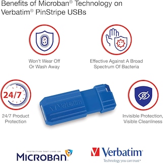 Foto 4 | Unidad Flash Usb Verbatim Pinstripe 16 Gb Usb 2.0 Paquete De 5 - Venta Internacional.