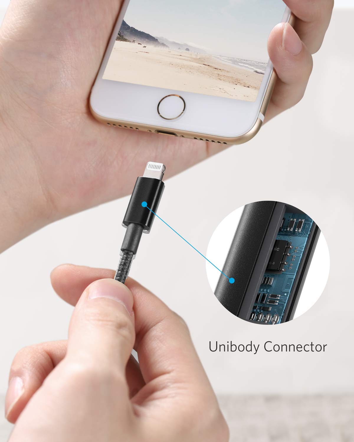 Foto 7 pulgar | Cable Lightning Anker Premium De Nailon De Doble Trenzado, 1 M, Negro - Venta Internacional.