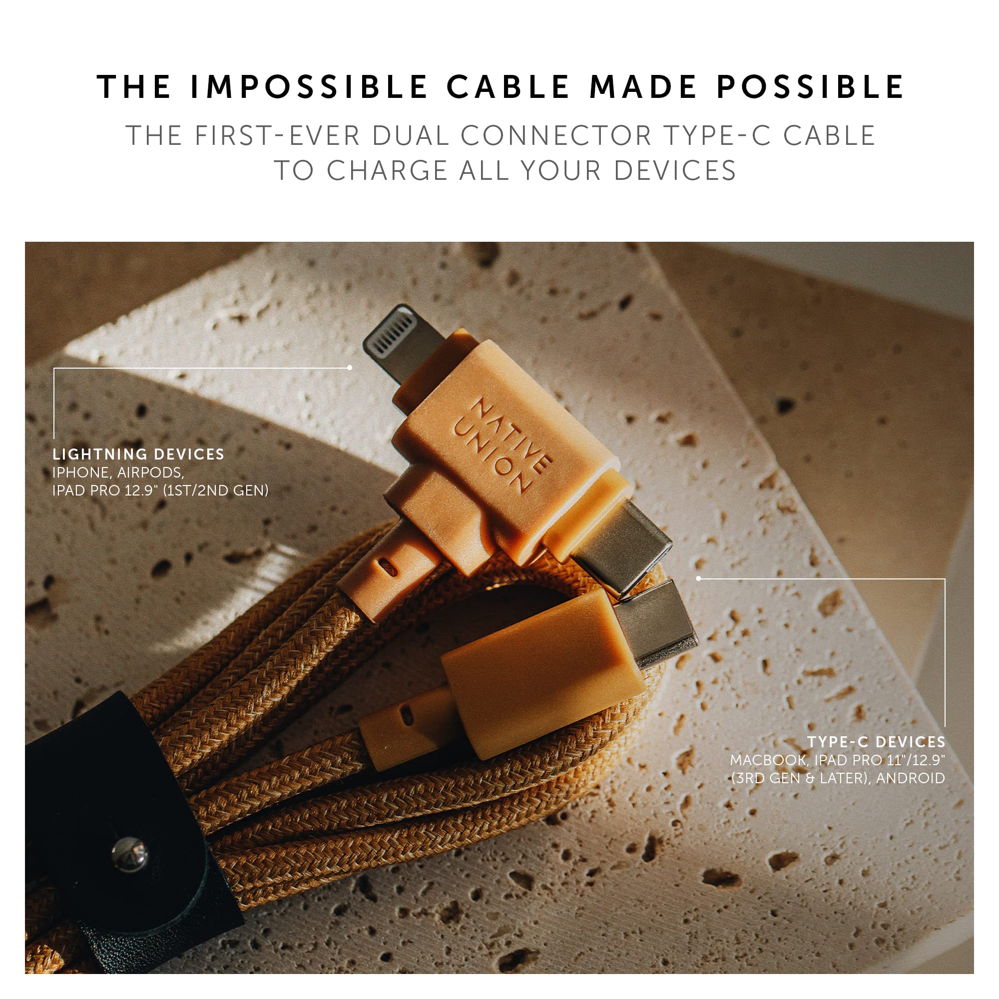 Foto 2 | Cable De Carga Native Union Belt Cable Duo De 1,5 M Para Dispositivos Lightning Y Tipo C - Venta Internacional.