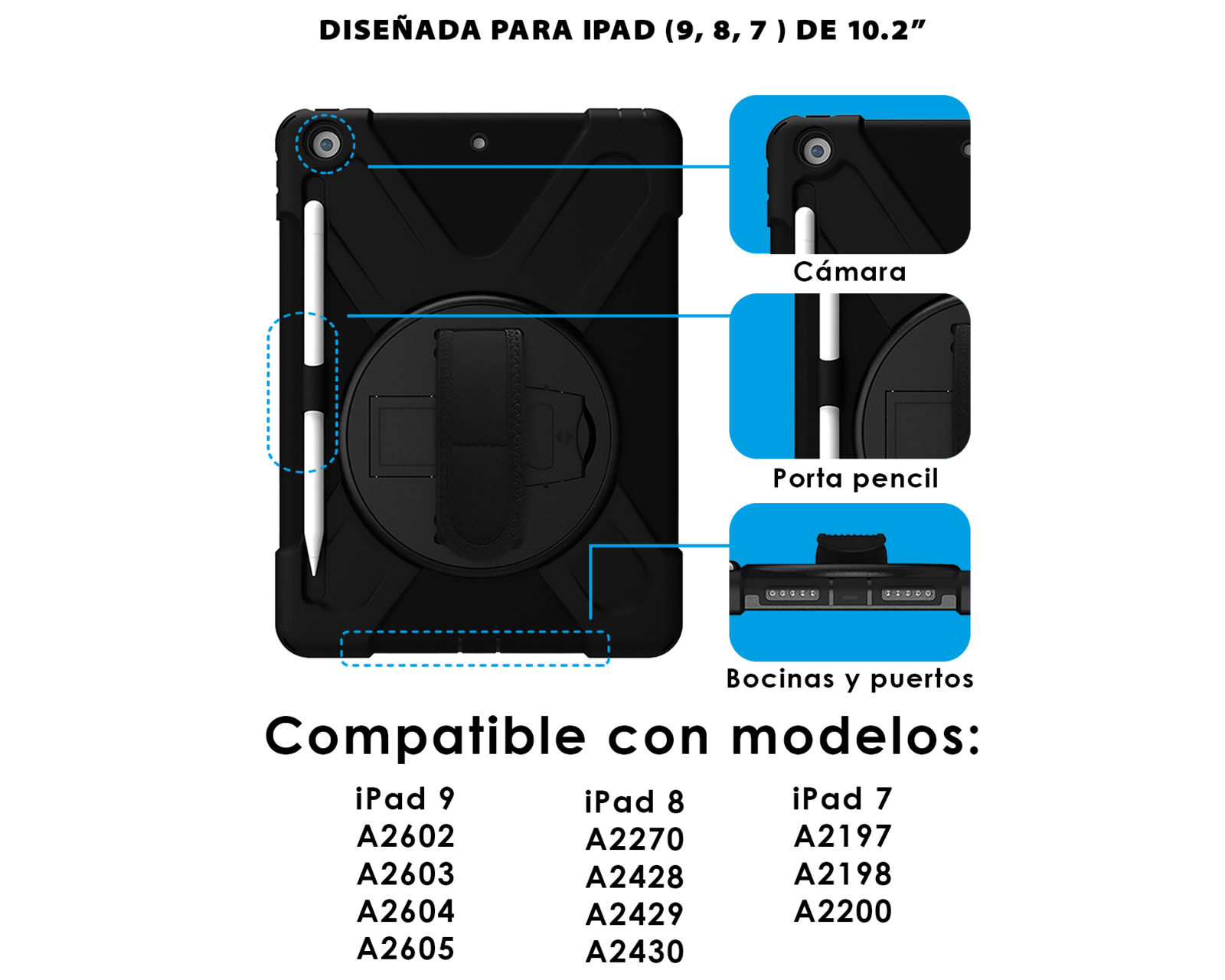 Foto 3 pulgar | Funda Teknet para iPad 9 10.2 Case Correa Rudo iPad 8