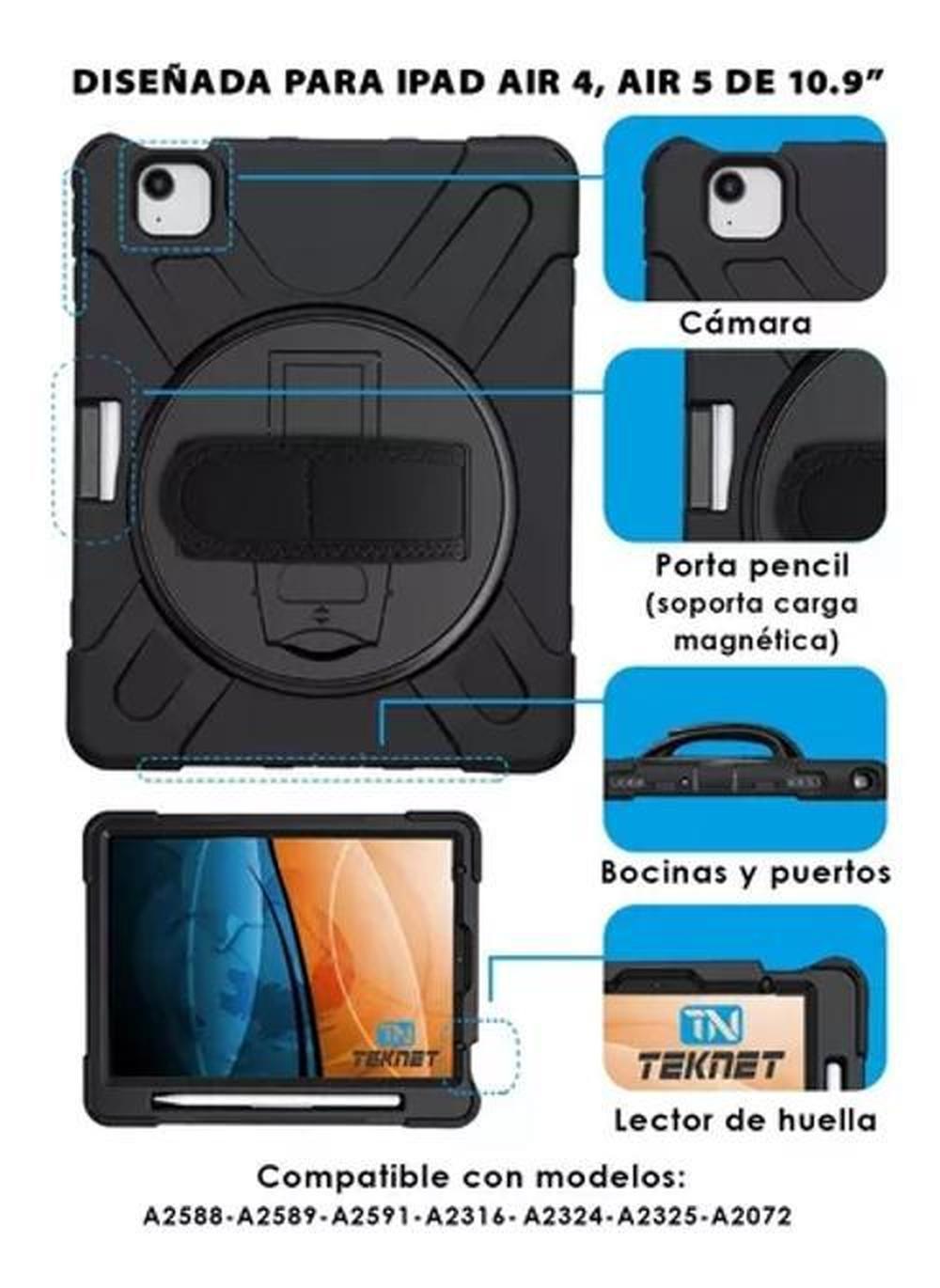 Foto 3 pulgar | Funda Para Ipad Air 5 10.9 A2589 A2591 Correa Rudo Negro