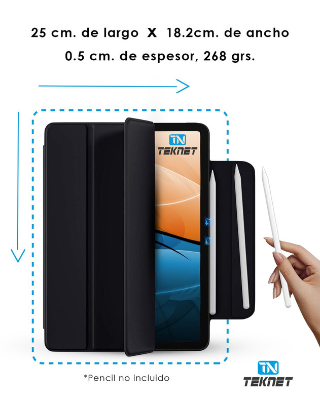 Foto 5 pulgar | Funda Magnética Case Para IPad Air 5 10.9 A2589 A2591 Teknet color Negro