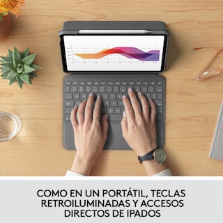 Foto 2 | Funda con Teclado Logitech Folio Touch color Gris con Trackpad para iPad Air Gen 4 y 5